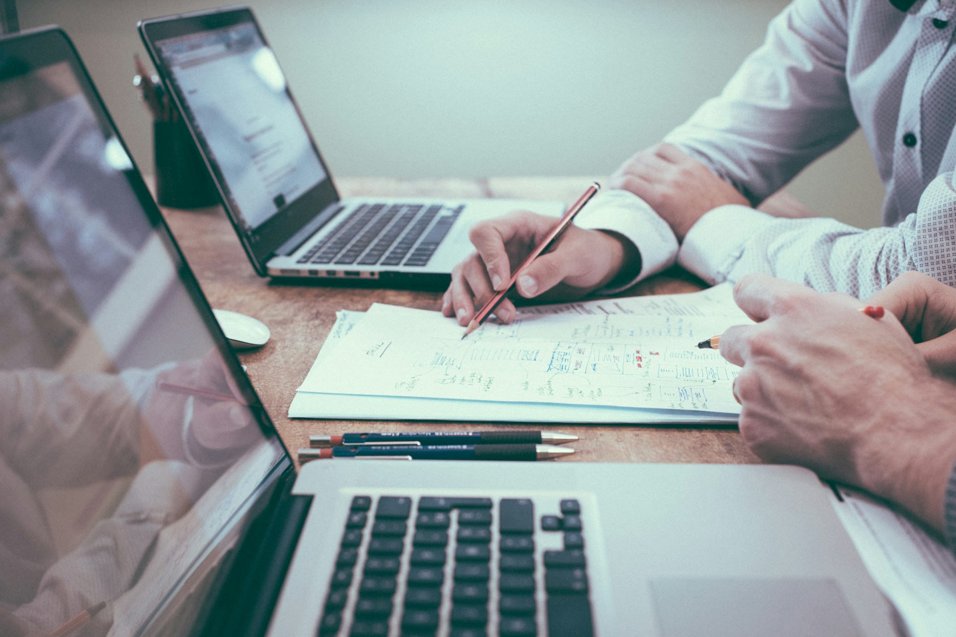 Professional financial management services showing modern office setting with financial planning